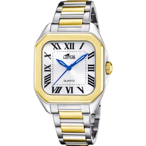 Reloj de mujer square series blanco con correa de acero bicolor