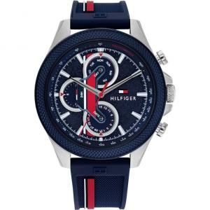 Reloj Tommy Hilfiger Clark Hombre Azul Rojo y Plateado