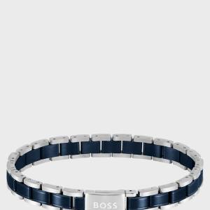 BOSS Pulsera de acero plateado y chapado en azul 109 €