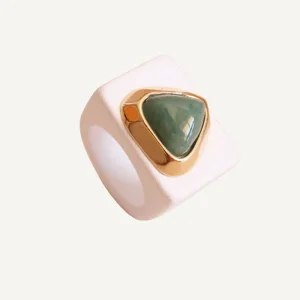 EMO Anillo blanco con Amazonita Verde 39 €