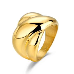 PRO Anillo de acero 316 chapado18 kt cruzado bombé 16.6 mm waterproof 24.90