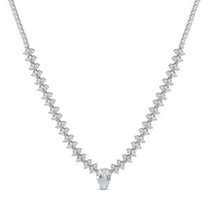 PRO Collar de plata rodiado riviere con rombos de circonita y gota en el centro 40 + 5 cm 154.50€