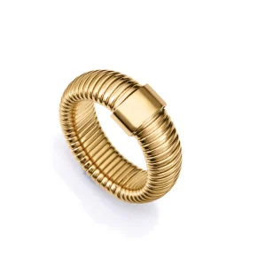 VIC Anillo de acero Ip dorado colección Laura Escanes tubogas 39 €