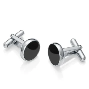 VIC Gemelos de acero con agata negra 35 €