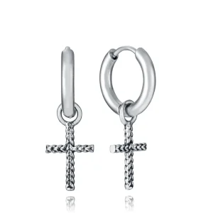 VIC Pendientes de hombre de acero con cruz colgante 29 €
