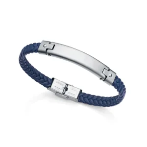 VIC Pulsera de hombre Magnum de acero y cuero azul trenzado 39 €
