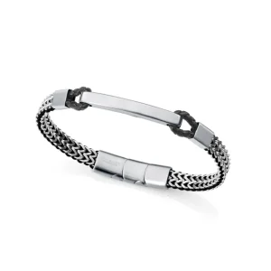 VIC Pulsera de hombre de acero trenzada con piel negra 39 €
