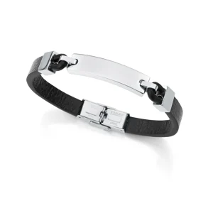 VIC Pulsera de hombre de acero y piel marrón 29 €