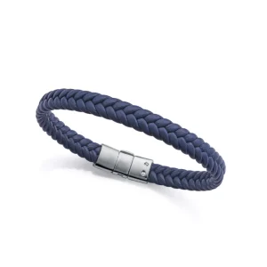 VIC Pulsera de hombre de acero y piel trenzada azul 39 €