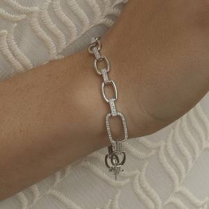 pulsera eslabones de plata con circonitas con pieza central rectangular modelo 761x1024 20179 P LB