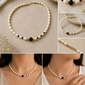 Marfil y cristal negro